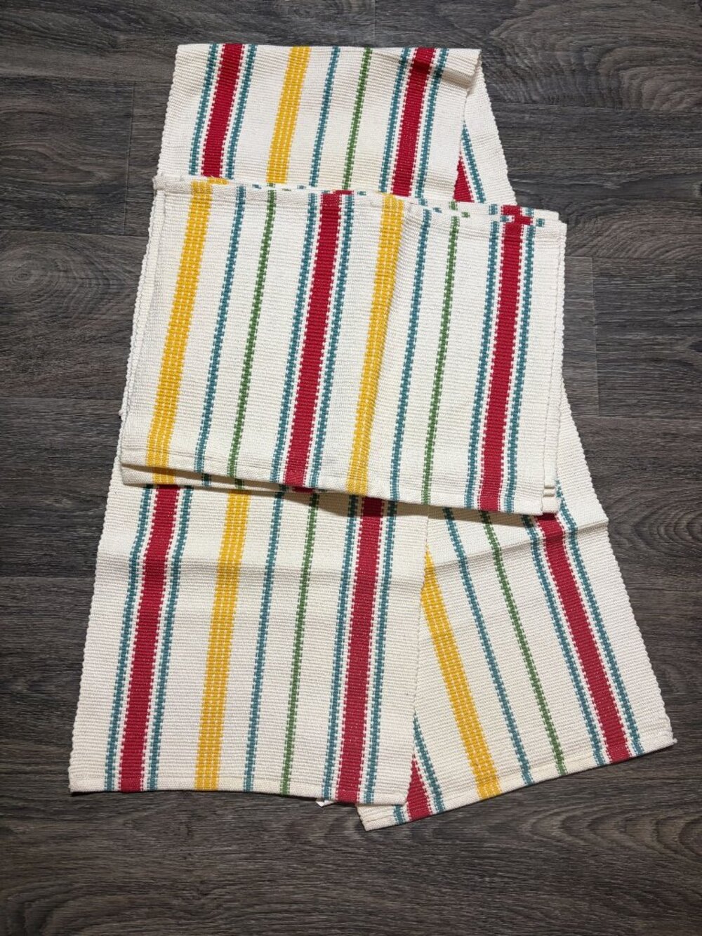 Pioneer Woman Vintage Stripe Woven Cotton Placemats Table Runner Set Multicolor